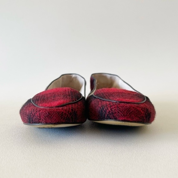 J Jill Flats Buffalo Plaid Loafer Chic Preppy Casual Holiday Red Black 8 - Picture 4 of 12